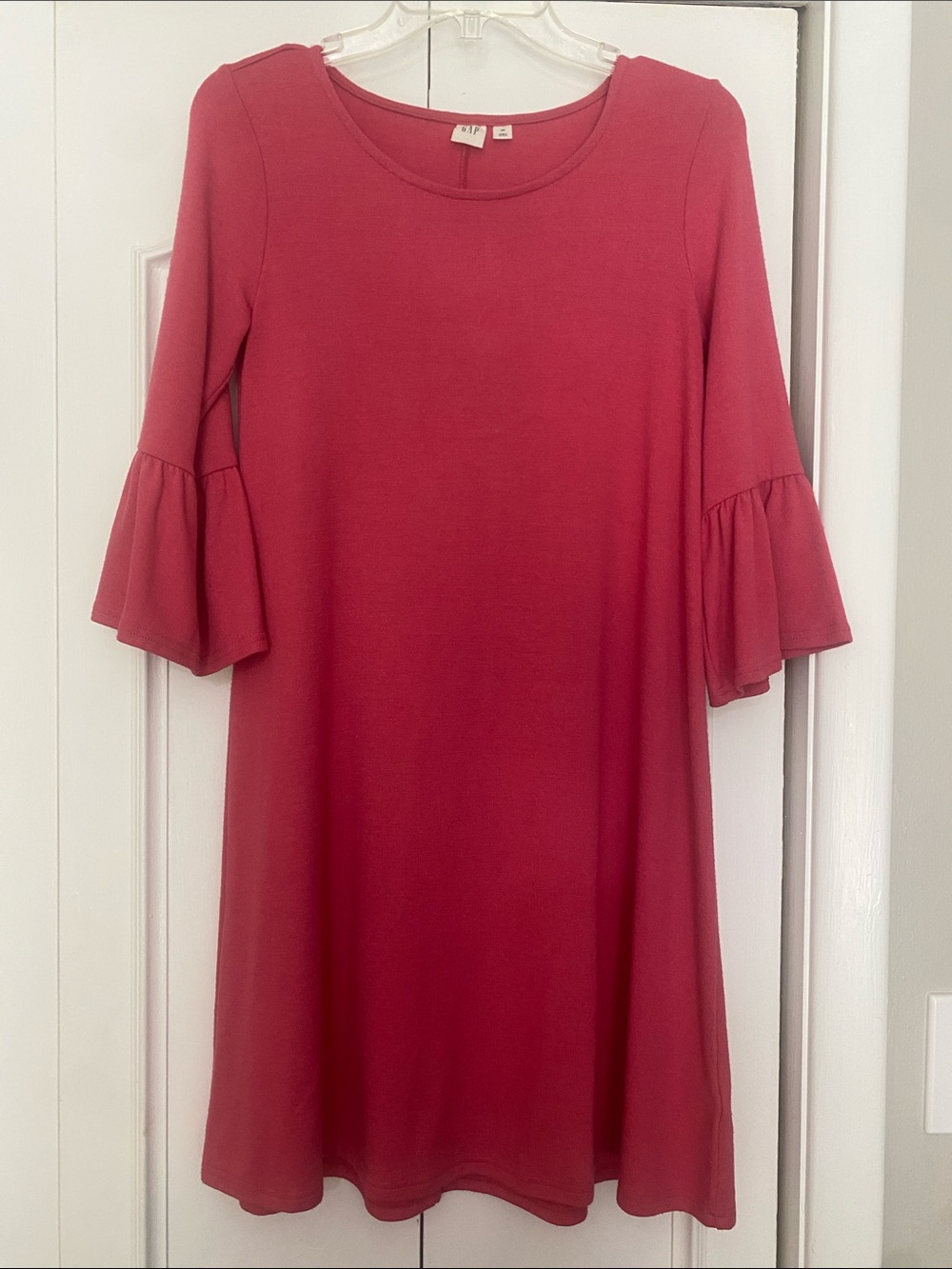 Gap 3/4 Ruffled Bell Sleeve Swing Dress in Rose - Size XS
